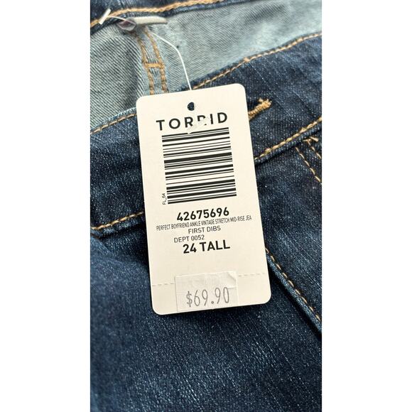 Torrid Perfect Boyfriend Ankle Vintage Stretch Denim Jean Size 24 Tall New - Picture 6 of 6